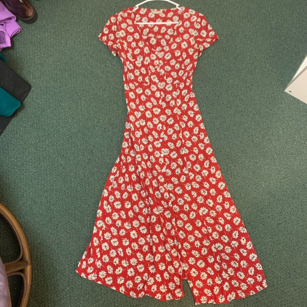 Vintage Ann Taylor flowered button down midi dress
